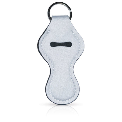 White Rounded Lip Balm Holder Keychain