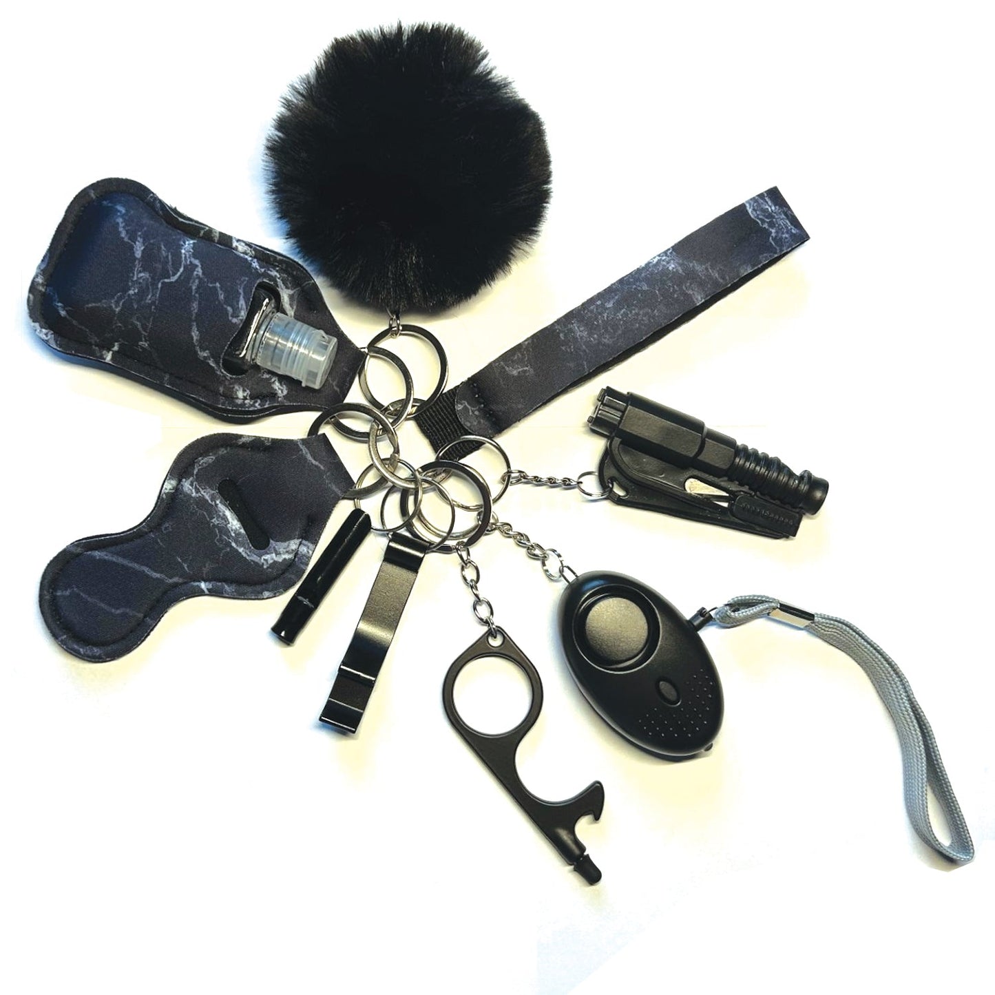 Safety Keychain Set - Black Marble