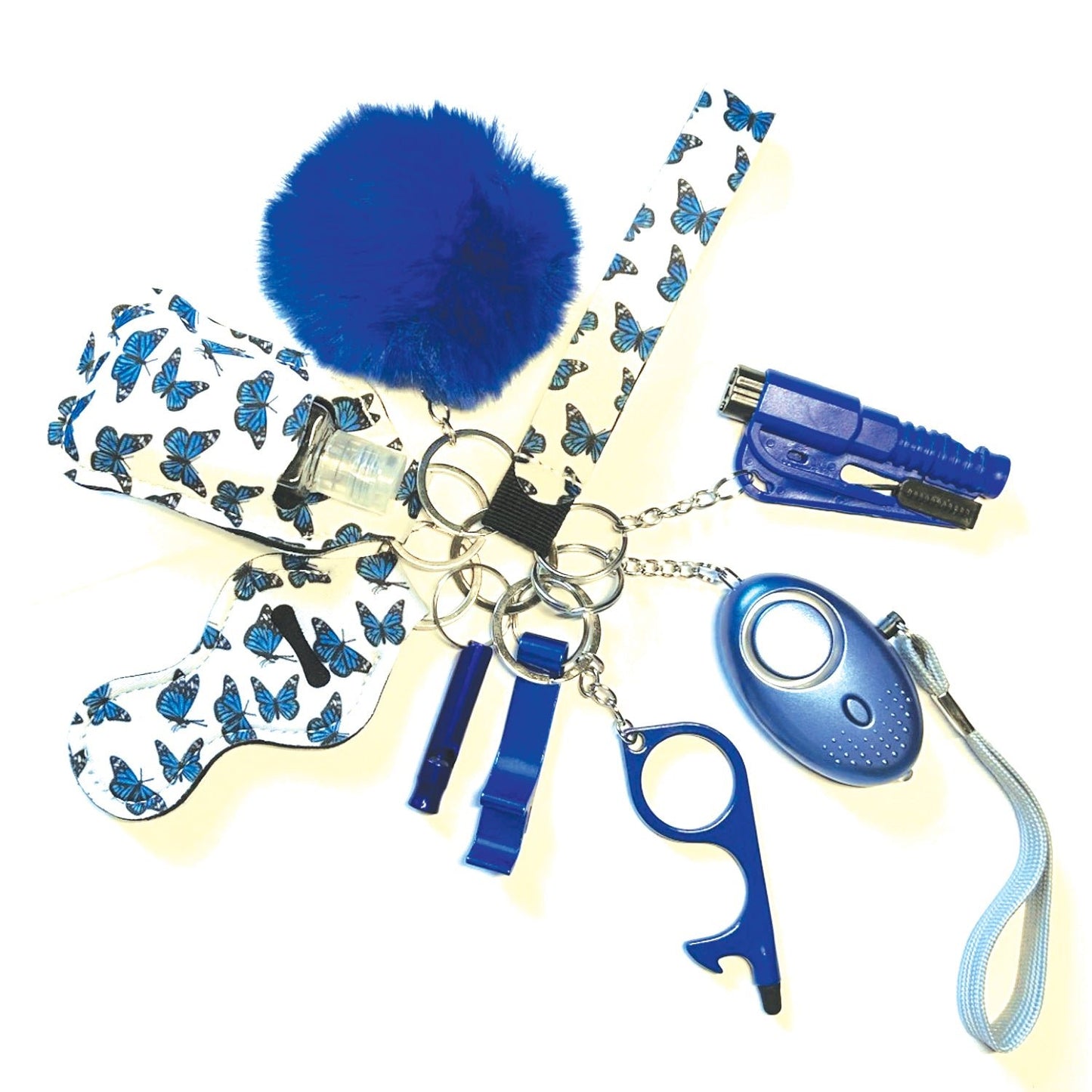 Safety Keychain Set - Blue Butterfly