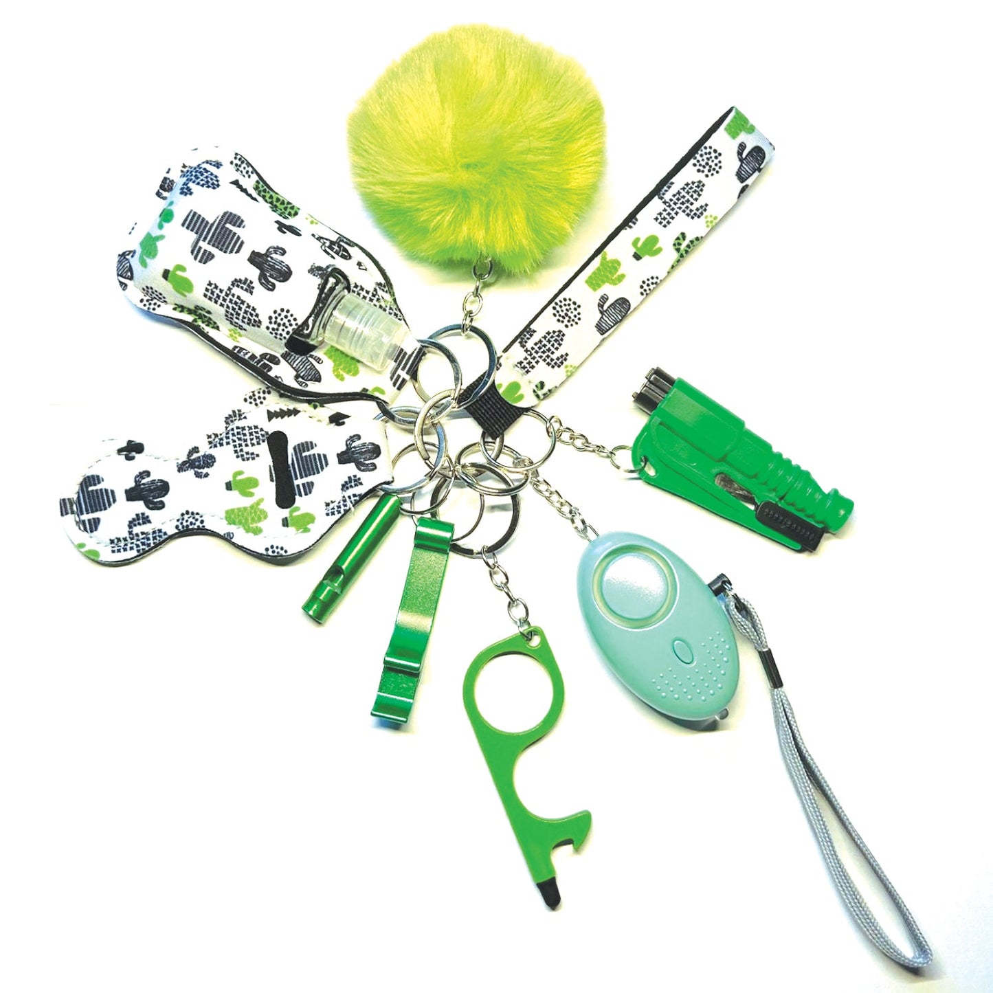 Safety Keychain Set - Cactus Green