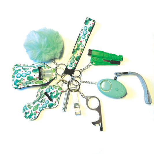 Safety Keychain Set - Cactus Mint