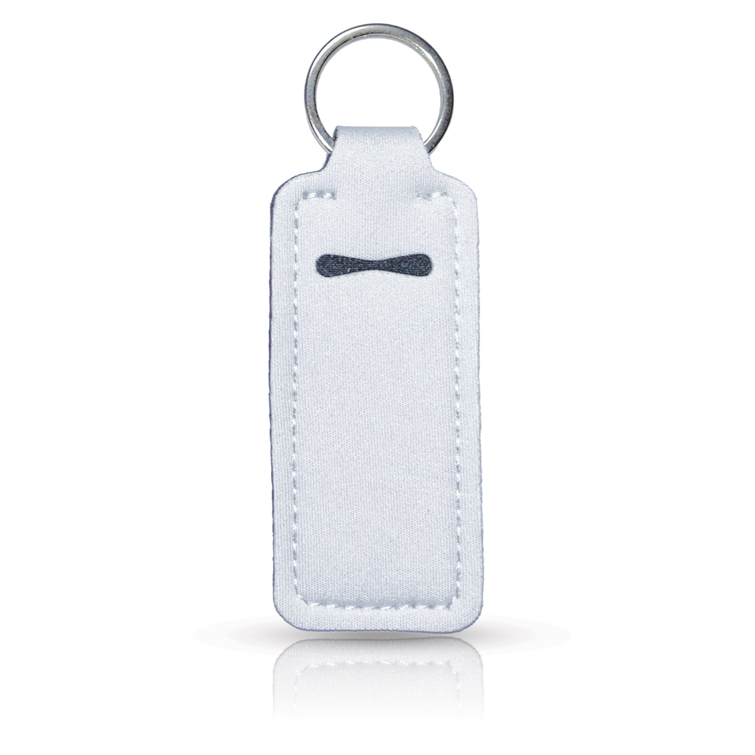 White Straight Lip Balm Holder Keychain