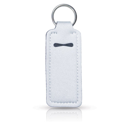 White Straight Lip Balm Holder Keychain